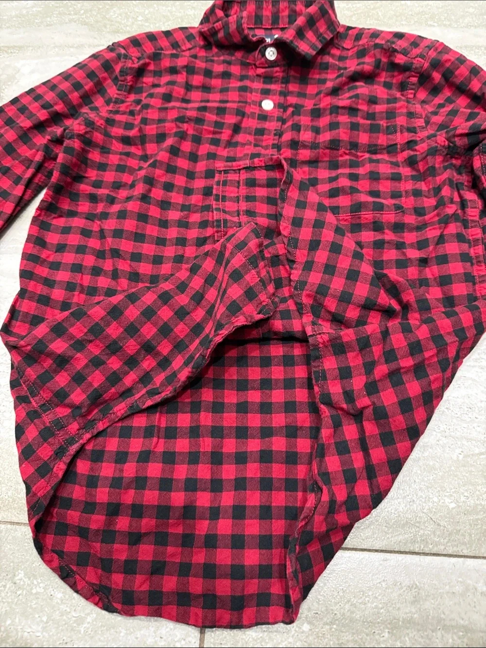 The Children's Place Red and Black Plaid Button-Down Shirt